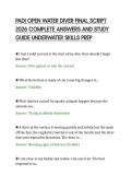 PADI OPEN WATER DIVER FINAL SCRIPT&NewLine;2026 COMPLETE ANSWERS AND STUDY&NewLine;GUIDE UNDERWATER SKILLS PREP
