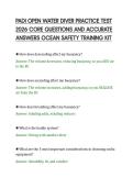 PADI OPEN WATER DIVER PRACTICE TEST&NewLine;2026 CORE QUESTIONS AND ACCURATE&NewLine;ANSWERS OCEAN SAFETY TRAINING KIT