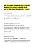 APHON EXAM TERMINAL CERTIFICATION &NewLine;EVALUATION COMPLETE QUESTIONS &NewLine;WITH FULL SOLUTION ALREADY PASSED