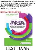 Updated&sol;Latest Nursing Research Methods and Critical Appraisal for Evidence Based Practice 9th Edition by Geri LoBiondo Wood and Judith Haber 2025&ndash;2026 Comprehensive Test Bank Questions and Answers for Nursing Research Evidence Based Practice Critical App