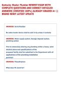 Kentucky Master Plumber NEWEST EXAM WITH &NewLine;COMPLETE QUESTIONS AND CORRECT DETAILED &NewLine;ANSWERS &lpar;VERIFIED 100&percnt;&rpar; ALREADY GRADED A&plus; &vert;&vert; &NewLine;BRAND NEW&excl;&excl; LATEST UPDATE 