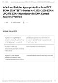 Infant and Toddler Appropriate Practices DCF EXAM 2026 TEST&excl;&excl; Graded A&plus; &vert; 2025&vert;2026 EXAM UPDATE EXAM Questions with 100&percnt; Correct Answers &vert; Verified&NewLine;&NewLine;