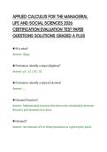 APPLIED CALCULUS FOR THE MANAGERIAL &NewLine;LIFE AND SOCIAL SCIENCES 2026 &NewLine;CERTIFICATION EVALUATION TEST PAPER &NewLine;QUESTIONS SOLUTIONS GRADED A PLUS