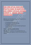  &NewLine;NAB CORE ACTUAL EXAM AND &NewLine;PRACTICE EXAM 100 QUESTIONS &NewLine;AND CORRECT DETAILED ANSWERS &NewLine;ALREADY A&plus; GRADED &vert;BRAND &NewLine;NEW&vert;REVISED 