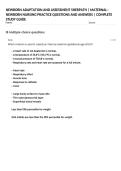 NEWBORN ADAPTATION AND ASSESSMENT SHERPATH &vert; MATERNAL&ndash;NEWBORN NURSING PRACTICE QUESTIONS AND ANSWERS &vert; COMPLETE STUDY GUIDE