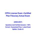CPFA License Exam &ndash; Certified Plan Fiduciary Advisor Questions and Verified Answers &vert; Latest Certification Study Guide