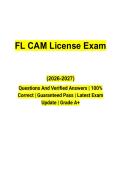 FL CAM License Exam &lpar;2026&ndash;2027&rpar; Questions and Verified Answers &vert; Florida Community Association Manager Study Guide &vert; Latest Edition