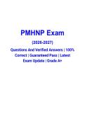 PMHNP Exam &vert;  Questions and Verified Answers &vert; Psychiatric-Mental Health Nurse Practitioner Certification Study Guide &vert; Grade A&plus;