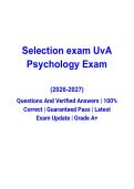 Selection Exam UvA Psychology Questions and Verified Answers &vert; University of Amsterdam Psychology Admission Study Guide
