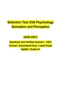 Selection Test UvA Psychology&colon; Sensation and Perception Questions and Verified Answers