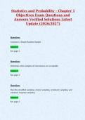 Statistics and Probability - Chapter 1&NewLine;Objectives Exam Questions and&NewLine;Answers Verified Solutions Latest&NewLine;Update &lpar;2026&sol;2027&rpar;