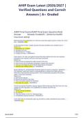 AHIP Exam Latest &lpar;2026&sol;2027 &vert; &NewLine;Verified Questions and Corre&ccaron;t &NewLine;Answers &vert; A&plus; Graded