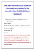 Texas Water Well Driller Licensing Examination &NewLine;Questions and Correct Answers &lpar;Verified &NewLine;Answers&rpar; Plus Rationales 2026 Q&A &vert; Instant &NewLine;Download Pdf 
