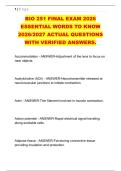 BIO 251 FINAL EXAM 2026 &NewLine;ESSENTIAL WORDS TO KNOW &NewLine;2026&sol;2027 ACTUAL QUESTIONS &NewLine;WITH VERIFIED ANSWERS&period;