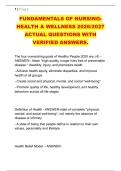 FUNDAMENTALS OF NURSING&colon; &NewLine;HEALTH & WELLNESS 2026&sol;2027 &NewLine;ACTUAL QUESTIONS WITH &NewLine;VERIFIED ANSWERS&period; 