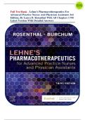 Full Test Bank - Lehne's Pharmacotherapeutics For Advanced Practice Nurses And Physician Assistants 3rd Edition&comma; By Laura D&period; Rosenthal With All Chapters 1-94&sol; Latest Version With Detailed Answers