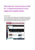WGU Help Desk Ticket Analysis for D412 PA - Troubleshooting Network Issues Update with complete solution