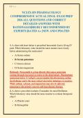 NCLEX-RN PHARMACOLOGY&NewLine;COMPREHENSIVE ACTUAL FINAL EXAM PREP&NewLine;2026 ALL QUESTIONS AND CORRECT&NewLine;DETAILED ANSWERS WITH&NewLine;RATIONALES&vert;HIGHLY RECOMMENDED BY&NewLine;EXPERTS &vert;RATED A&plus; &vert;NEW AND UPDATED&NewLine;