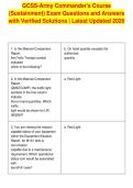 GCSS-Army Commander's Course&NewLine;&lpar;Sustainment&rpar; Exam Questions and Answers&NewLine;with Verified Solutions &vert; Latest Updated 2026