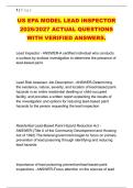 US EPA MODEL LEAD INSPECTOR &NewLine;2026&sol;2027 ACTUAL QUESTIONS &NewLine;WITH VERIFIED ANSWERS&period; 