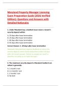 Maryland Property Manager Licensing &NewLine;Exam Preparation Guide &lpar;2026 Verified &NewLine;Edition&rpar;&colon; Questions and Answers with &NewLine;Detailed Rationales 