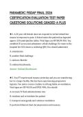 PARAMEDIC FISDAP FINAL 2026&NewLine;CERTIFICATION EVALUATION TEST PAPER&NewLine;QUESTIONS SOLUTIONS GRADED A PLUS