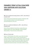 PARAMEDIC FISDAP ACTUAL EXAM PAPER&NewLine;2026 QUESTIONS WITH SOLUTIONS&NewLine;GRADED A&plus;