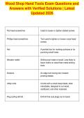 Wood Shop Hand Tools Exam Questions and&NewLine;Answers with Verified Solutions &vert; Latest&NewLine;Updated 2026