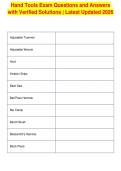Hand Tools Exam Questions and Answers&NewLine;with Verified Solutions &vert; Latest Updated 2026&NewLine;