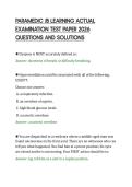 PARAMEDIC JB LEARNING ACTUAL&NewLine;EXAMINATION TEST PAPER 2026&NewLine;QUESTIONS AND SOLUTIONS