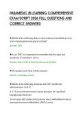 PARAMEDIC JB LEARNING COMPREHENSIVE&NewLine;EXAM SCRIPT 2026 FULL QUESTIONS AND&NewLine;CORRECT ANSWERS