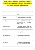 Basic Hand Tools for Woodworking Ag 1&NewLine;Exam Questions and Answers with Verified&NewLine;Solutions &vert; Latest Updated 2026