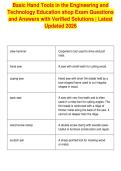 Basic Hand Tools in the Engineering and&NewLine;Technology Education shop Exam Questions&NewLine;and Answers with Verified Solutions &vert; Latest&NewLine;Updated 2026