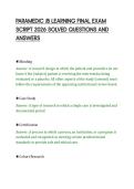 PARAMEDIC JB LEARNING FINAL EXAM&NewLine;SCRIPT 2026 SOLVED QUESTIONS AND&NewLine;ANSWERS