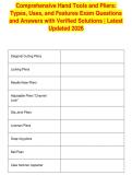 Comprehensive Hand Tools and Pliers&colon;&NewLine;Types&comma; Uses&comma; and Features Exam Questions&NewLine;and Answers with Verified Solutions &vert; Latest&NewLine;Updated 2026