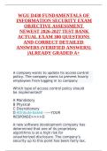 WGU D430 FUNDAMENTALS OF INFORMATION SECURITY EXAM OBJECTIVE ASSESSMENT NEWEST 2025&ndash;2026 TEST BANK &vert; ACTUAL EXAM &vert; 300 QUESTIONS AND CORRECT DETAILED ANSWERS &lpar;VERIFIED ANSWERS&rpar; &vert; ALREADY GRADED A&plus;