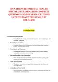 HAWAII ENVIRONMENTAL HEALTH &NewLine;SPECIALIST EXAMINATION COMPLETE &NewLine;QUESTIONS AND DETAILED SOLUTIONS &NewLine;LATEST UPDATE THIS YEAR JUST &NewLine;RELEASED 