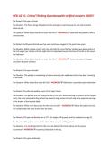 HESI A2 V1- Critical Thinking Questions with verified answers 2026&excl;&excl;&excl;