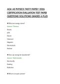 AQA AS PHYSICS 7407&sol;1 PAPER 1 2026 &NewLine;CERTIFICATION EVALUATION TEST PAPER &NewLine;QUESTIONS SOLUTIONS GRADED A PLUS