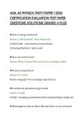 AQA AS PHYSICS 7407&sol;1 PAPER 1 2026 &NewLine;CERTIFICATION EVALUATION TEST PAPER &NewLine;QUESTIONS SOLUTIONS GRADED A PLUS