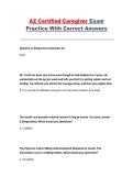 AZ Certified Caregiver Exam Practice Questions with Correct Answers