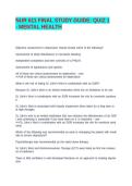 NUR 611 FINAL STUDY GUIDE&colon; QUIZ 1 - MENTAL HEALTH&NewLine;&NewLine;