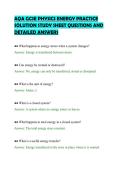 AQA GCSE PHYSICS ENERGY PRACTICE &NewLine;SOLUTION STUDY SHEET QUESTIONS AND &NewLine;DETAILED ANSWERS