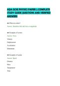 AQA GCSE PHYSICS PAPER 2 COMPLETE &NewLine;STUDY GUIDE QUESTIONS AND VERIFIED &NewLine;ANSWERS
