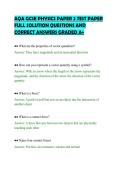 AQA GCSE PHYSICS PAPER 2 TEST PAPER &NewLine;FULL SOLUTION QUESTIONS AND &NewLine;CORRECT ANSWERS GRADED A&plus;