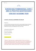 NUR2502 Multidimensional Care 3 &lpar;MDC 3&rpar; Practice Question Bank 2026-2027 &vert; 200&plus; Questions with Answers & Rationales