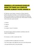PRIMERICA LIFE INSURANCE BUNDLED&NewLine;EXAMS TEST BANK 2026 COMPLETE&NewLine;ANSWERS ALREADY PASSED GRADED A&plus;