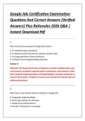 Google Ads Certification Examination &NewLine;Questions And Correct Answers &lpar;Verified &NewLine;Answers&rpar; Plus Rationales 2026 Q&A &vert; &NewLine;Instant Download Pdf