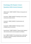 Psychology 201 Chapter 1 Exam Questions With Correct Answers
