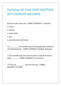 Psychology 201 FINAL EXAM QUESTIONS WITH COMPLETE SOLUTIONS